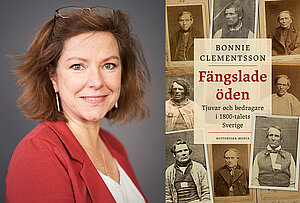 foto på Bonnie Clementsson och på boken Fängslade ödens framsida.