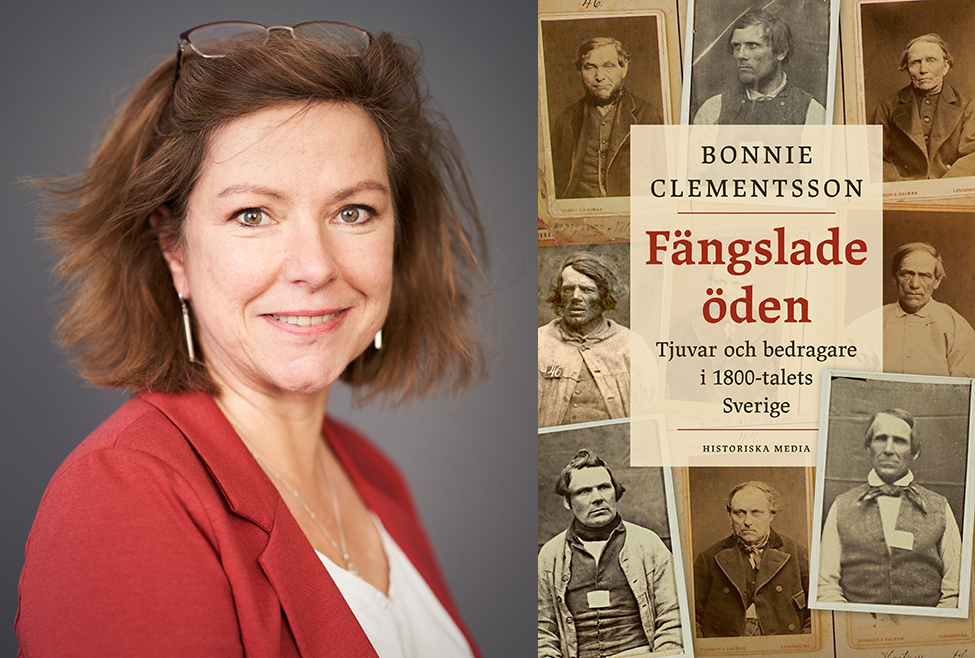 foto på Bonnie Clementsson och på boken Fängslade ödens framsida.